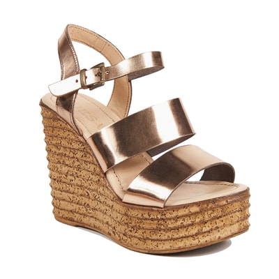 Metalik Kadın Dolgu Topuk Sandalet