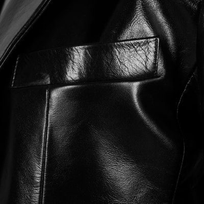 Minira Siyah Deri Blazer Ceket