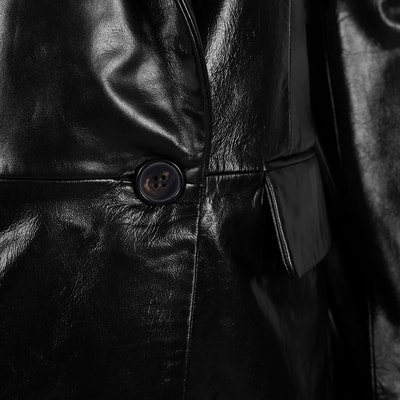 Minira Siyah Deri Blazer Ceket