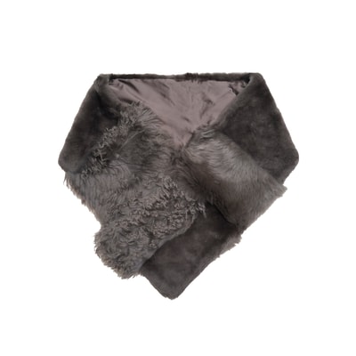 Miranna Gri Kadın Kürk Şal Yaka