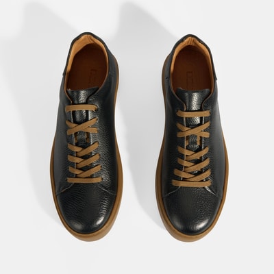 Monikar Siyah Erkek Deri Bağcıklı Günlük Ayakkabı