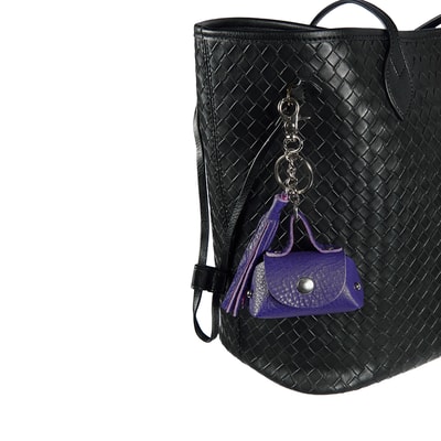 Mor Mini Deri Anahtarlık