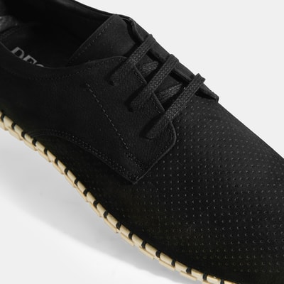 Moriya Siyah Erkek Deri Bağcıklı Günlük Ayakkabı