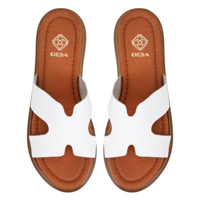 Nell Beyaz Kadın Deri Terlik