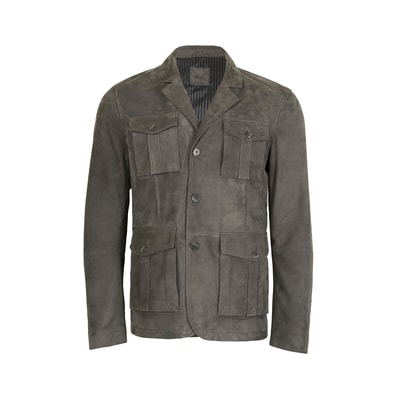 Nicolie Gri Erkek Süet Safari Ceket