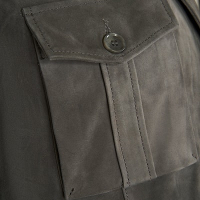 Nicolie Gri Erkek Süet Safari Ceket