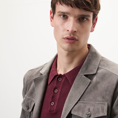 Nicolie Gri Erkek Süet Safari Ceket