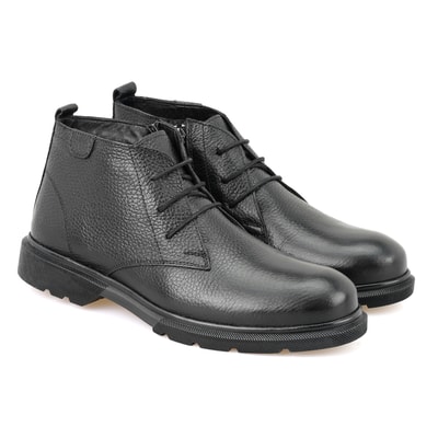 Nicolo Siyah Erkek Fermuarlı Deri Bot