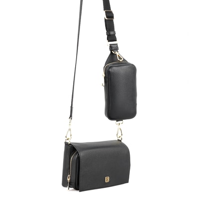 Nikoo Siyah Kadın Deri Çapraz Omuz Çantası