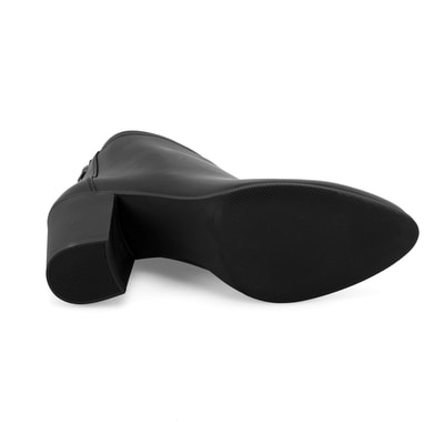 Nillie Siyah Kadın Fermuarlı Topuklu Deri Bot