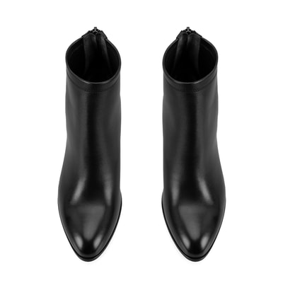 Nillie Siyah Kadın Fermuarlı Topuklu Deri Bot