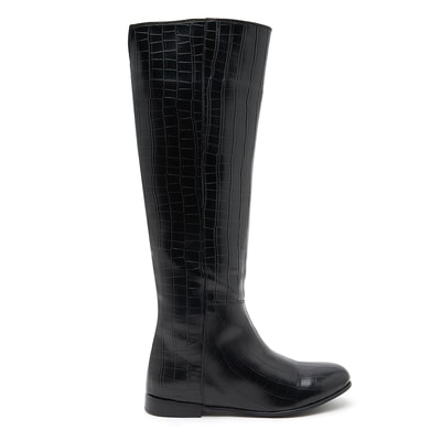Ole Siyah Kadın Kroko Baskılı Çizme