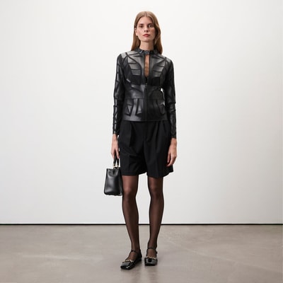 Origa Kadın Yaprak Panelli Deri Ceket