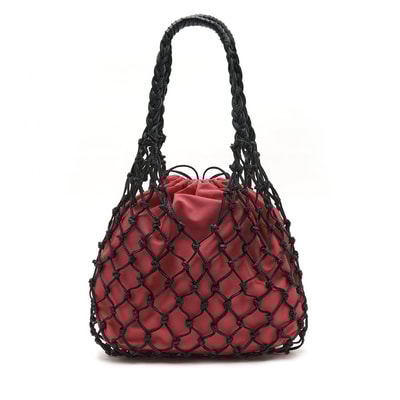 Pembe El Emeği Örgü Deri Çanta