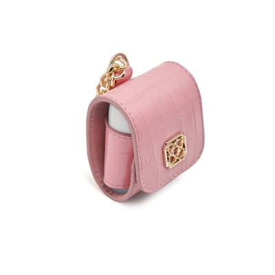 Pembe Zincir Detaylı Deri Airpods Kılıfı