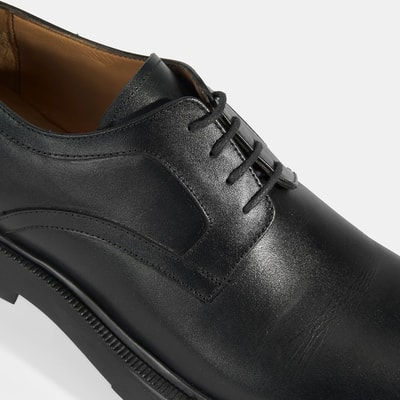 Perdita Siyah Erkek Deri Bağcıklı Klasik Ayakkabı
