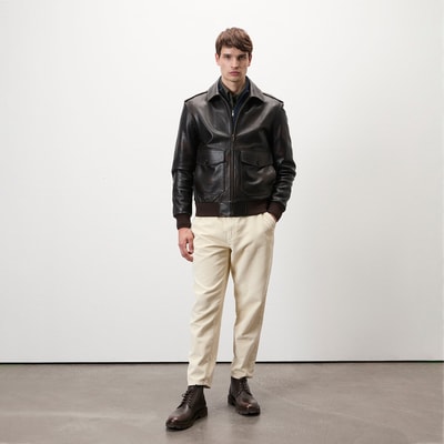 Piero Koyu Gri Erkek Deri Bomber Ceket