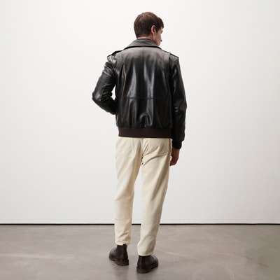 Piero Koyu Gri Erkek Deri Bomber Ceket