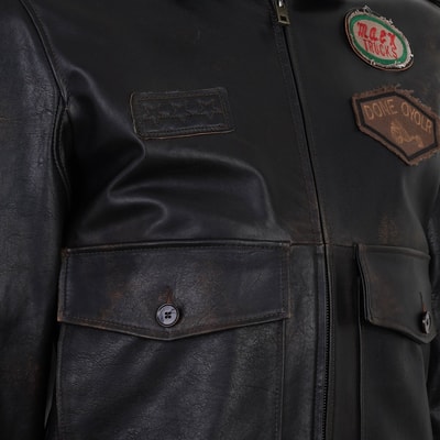 Piero Koyu Kahve Erkek Vintage Deri Biker Ceket