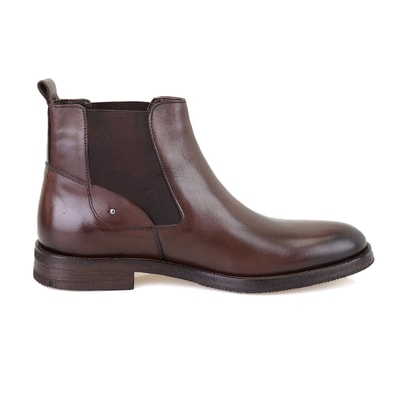 Pravin Kahve Erkek Lastikli Deri Chelsea Bot