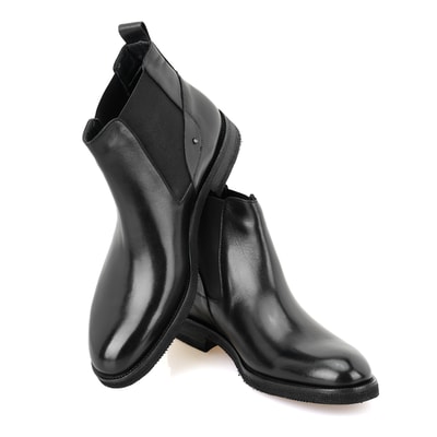 Pravin Siyah Erkek Lastikli Deri Chelsea Bot