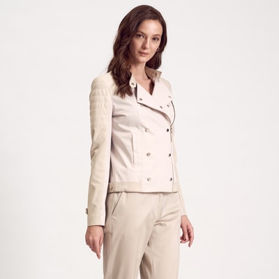 Pudra Kadın Biker Ceket