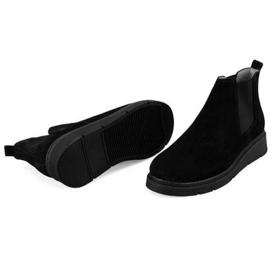 Raven Siyah Kadın DesaComfort Lastikli Süet Deri Bot