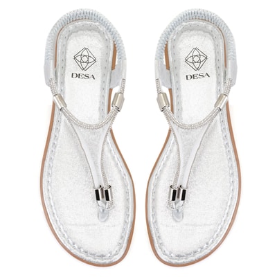 Regan Beyaz Kadın Parlak Taş Detaylı Parmak Arası Sandalet