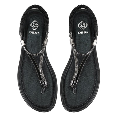 Regan Siyah Kadın Parlak Taş Detaylı Parmak Arası Sandalet