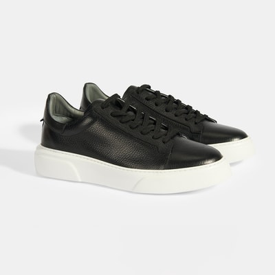 Reminya Siyah Erkek Deri Bağcıklı Günlük Ayakkabı