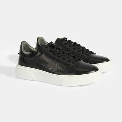 Reminya Siyah Erkek Deri Bağcıklı Günlük Ayakkabı