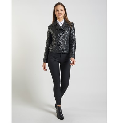 Riccarda Kadın Deri Biker Mont