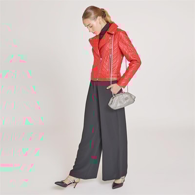 Riccarda Kadın Deri Biker Mont