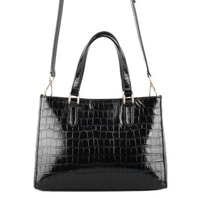 Rieka Siyah Kadın Kroko Baskılı Deri El Çantası