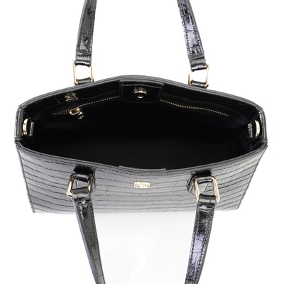 Rieka Siyah Kadın Kroko Baskılı Deri El Çantası