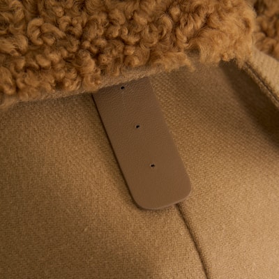 Rigella Kahve Yakası Kürklü Kadın Biker Ceket