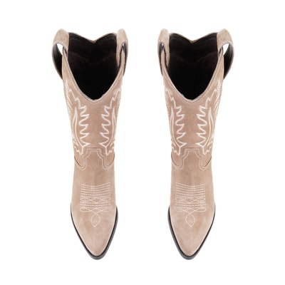 Rio Bej Kadın Desenli Süet Deri Kovboy Çizmesi