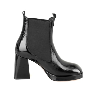 Rosemary Siyah Kadın Lastikli Topuklu Deri Bot