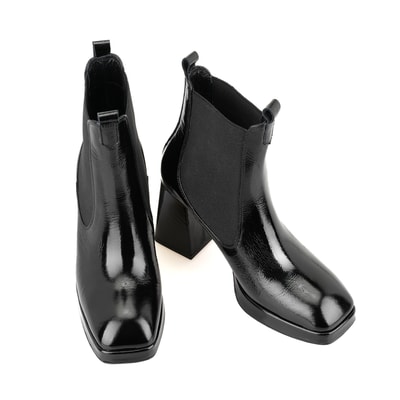 Rosemary Siyah Kadın Lastikli Topuklu Deri Bot