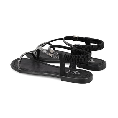 Rosmen Siyah Kadın Parlak Taş Detaylı Sandalet