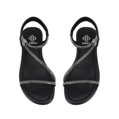 Rosmen Siyah Kadın Parlak Taş Detaylı Sandalet