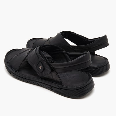 Sabu Siyah Erkek Deri Sandalet