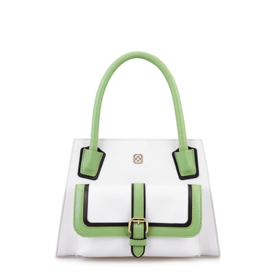 Samen Beyaz Kadın Deri El Çantası