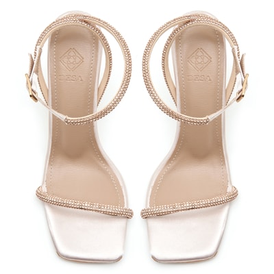 Sanatana Bej Kadın Taşlı Abiye Sandalet