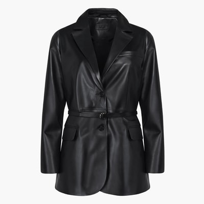 Sarafina Siyah Kadın Oversize Blazer Deri Ceket