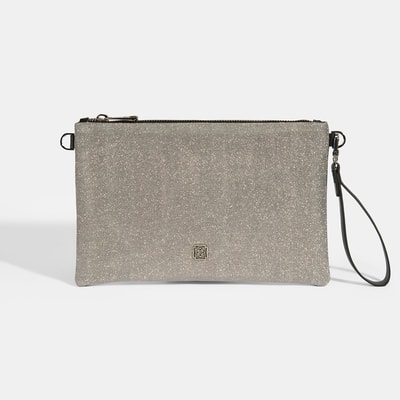 Sarer Gri Simli Kadın Portföy Çanta