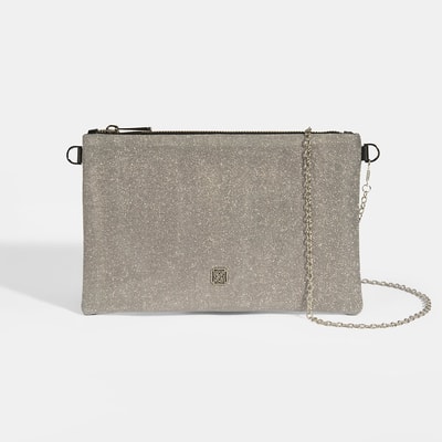 Sarer Gri Simli Kadın Portföy Çanta