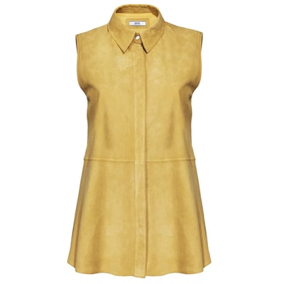 Sarı Suma Kadın Kolsuz Süet Gömlek