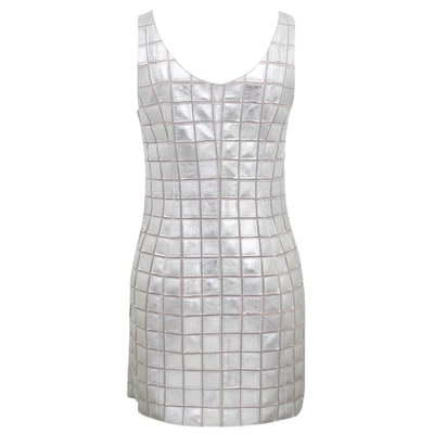 Selvaggia Gümüş Kadın Panelli Deri Elbise