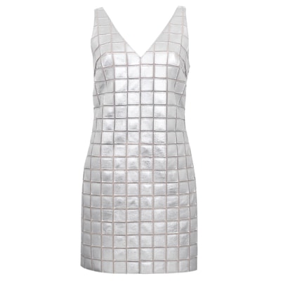 Selvaggia Gümüş Kadın Panelli Deri Elbise